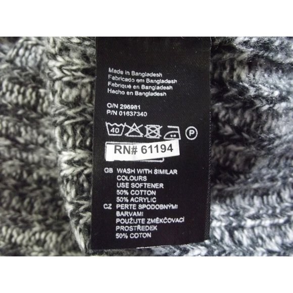 H & M Size Large Black White Melange Cowl Neck Tunic Sweater faux fur l - Picture 7 of 7